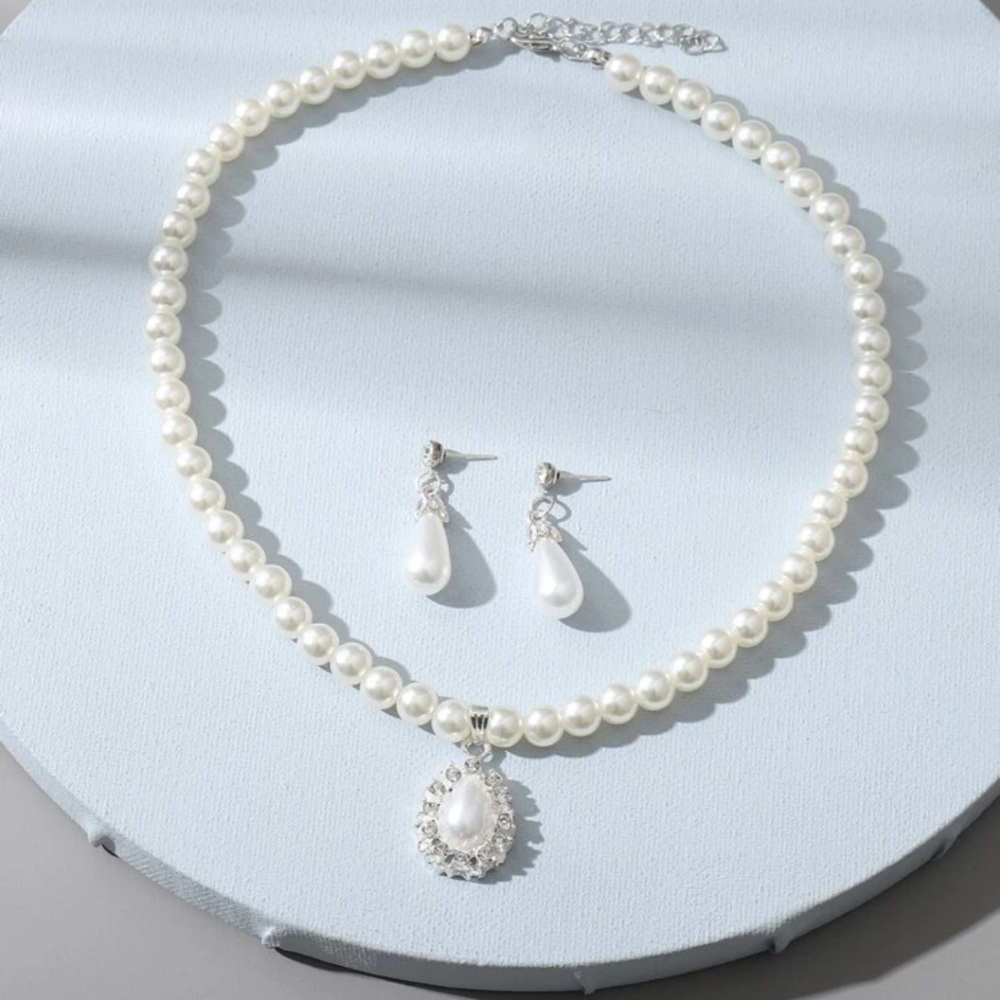 Rhinestone and Faux Pearl 3pc Set